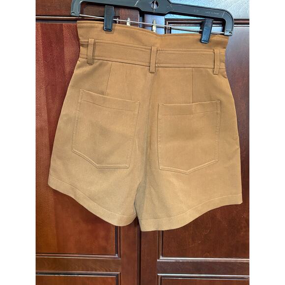 Women's High Waist Pleated Brown Dress Shorts Size M - Picture 4 of 16